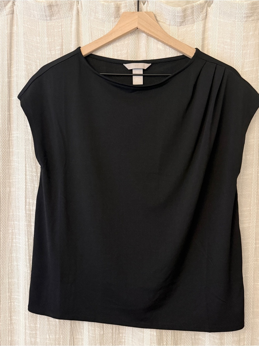 H&M Draped Neck Black Short Sleeved Blouse M